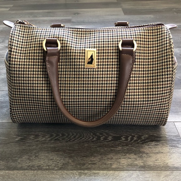 London Fog Chelsea Lites Houndstooth Travel Satchel Bag - Picture 1 of 13